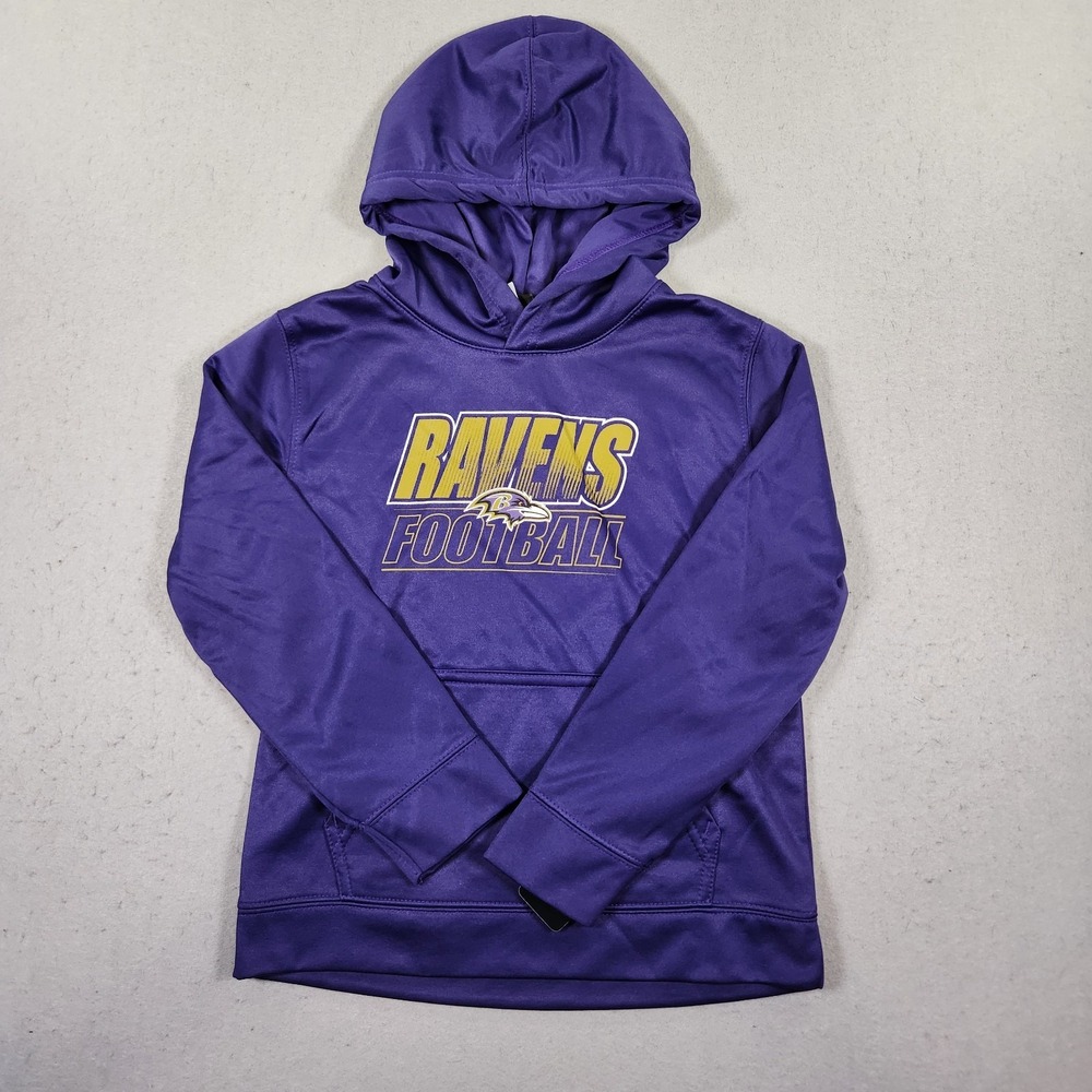 Kids NFL Apparel Baltimore Ravens Purple Hoodie Size L-7 Polyester NWT